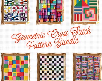Geometric Cross Stitch Pattern Bundle: Modern Designs (Digital Download)