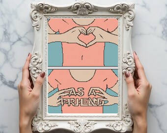 Love you as a Friend Hilarious Quote Cross Stitch Pattern, PDF Digital Download