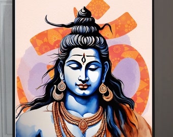 Lord Shiva Painting: Hindu God Art, Spiritual Home Decor (Digital Download)
