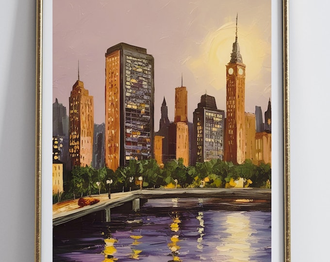 Acrylic Color  City Wall Art | Modern Home Decor |Digital Print| City Artwork | Instant Download | Wall Art | Seemabyart | #149