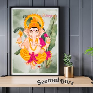 Lord Ganesha Wall Art Ganesha Print Hindu Digital Art Spiritual Wall Decor Ganpati Artwork Hinduism Spiritual Prints Divine Art Prints