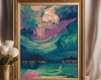 Abstract Landscape Wall Art, Earth Tone Beige Green Print (Digital Download)