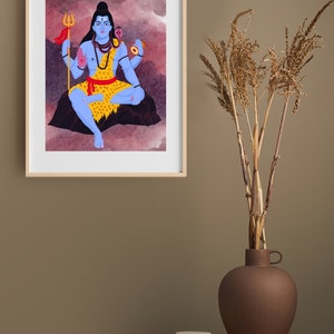 Lord Shiva Wall Art Painting Hindu Deity Wall Art Spiritual Home Decor Religious Artwork Meditation Room Decor Sacred Artwork Spiritual Art