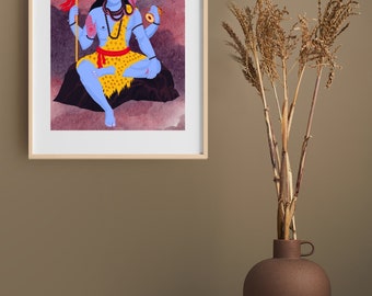 Lord Shiva Abstract Art Print: Hindu God Home Decor (Digital Download) seemabyart