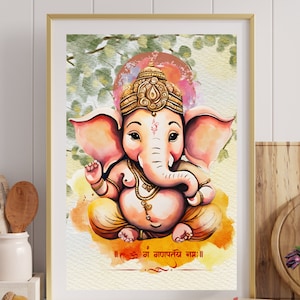 Lord Ganesha Wall Art Ganesh Canvas Print Religious Hindu Decor Elephant God Painting Indian Decor  Ganesh Wall Hanging Ganesh Wall Tapestry