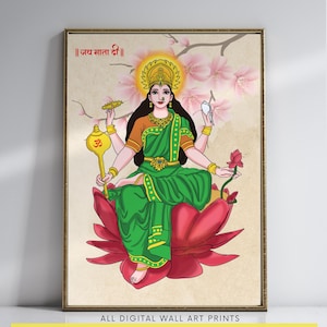 Maa Durga Digital Art Download Goddess Durga Poster Hindu Goddess Wall Art Durga Maa Print  Spiritual Home Decor Indian Goddess Canvas Art