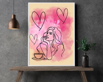 Boho Woman Line Art Print: Abstract Female Figure (Digital Download) seemabyart