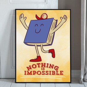 Nothing is Impossible Retro Quote digital Prints Wall Art, Wall Art Print, Digital Download, Printable Wall Art, Motivational Poster, Gifts