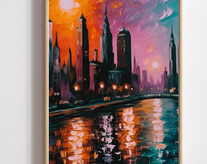 Acrylic Color  City Wall Art | Modern Home Decor |Digital Print| City Artwork | Instant Download | Wall Art | Seemabyart | #147