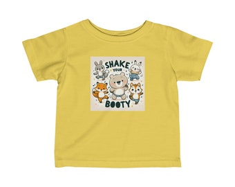 Fun Animal Dance Party - T-shirt en jersey fin pour bébé inspiré de la chanson « Shake Your Booty »