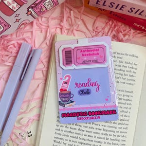 Marque-page magnétique antisocial du club de lecture - Joli cadeau rose pour club de lecture pour les amateurs de lecture