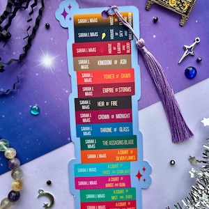 Sarah J Maas bookstack bookmark, romantasy, bookish gift for book lover. romance books, bookmarks, fantasy, the bat boys, velaris