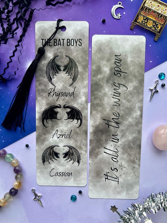 The Bat boys, OFFICIALLY LICENSED, ACOTAR bookmark, double sided, a court of thorns and roses. Sarah j Mass. Bookish gifts, bookworm.