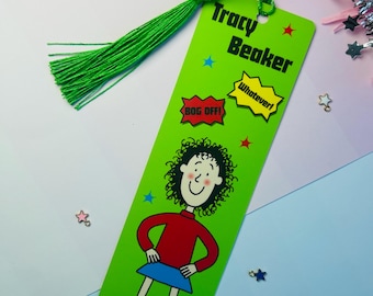 Tracey Beaker Inspired Double-Sided Bookmark – Matte Laminate, Rounded Corners, Optional Tassel