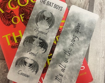 Bat boys, ACOTAR bookmark, double sided, a court of thorns and roses. Sarah j Mass. Bookish gifts, bookworm.