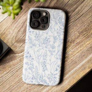 Blue Floral Phone Case, Blue Wildflower Phone Case, Blue Flower Phone Case for iPhone 16 15 14 13 12 11 X Pro Galaxy s25 s24 Google Pixel 9