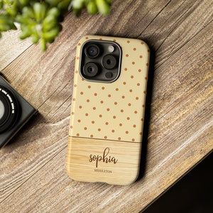 Retro Colored Iphone Case, Custom Name Iphone Case, Personalized Name Iphone Case, Polka Dot Iphone Case, Tough Phone Case for Iphone 15