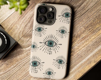 Boze oog telefoonhoesje, spiritueel oog telefoonhoesje, Grieks mystiek oog telefoonhoesje, telefoonhoesje voor iPhone 15 14 13 12 11 X XR 8 Pro Plus 0436