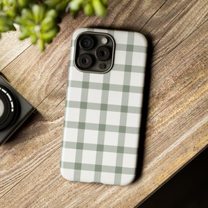 Salbei grün karierten Iphone Fall, Gingham karierten Telefon Fall, karierte Telefon Fall, Telefon Fall für iPhone 15 14 13 12 11 X XR 8 Pro Max Plus Galaxy