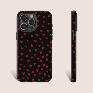 Heart Phone Case Black and Red Phone Case Love Phone Case Gift for Valentine Phone Case For iPhone 15 14 13 12 11 X XR 8 Pro Galaxy s23 s21
