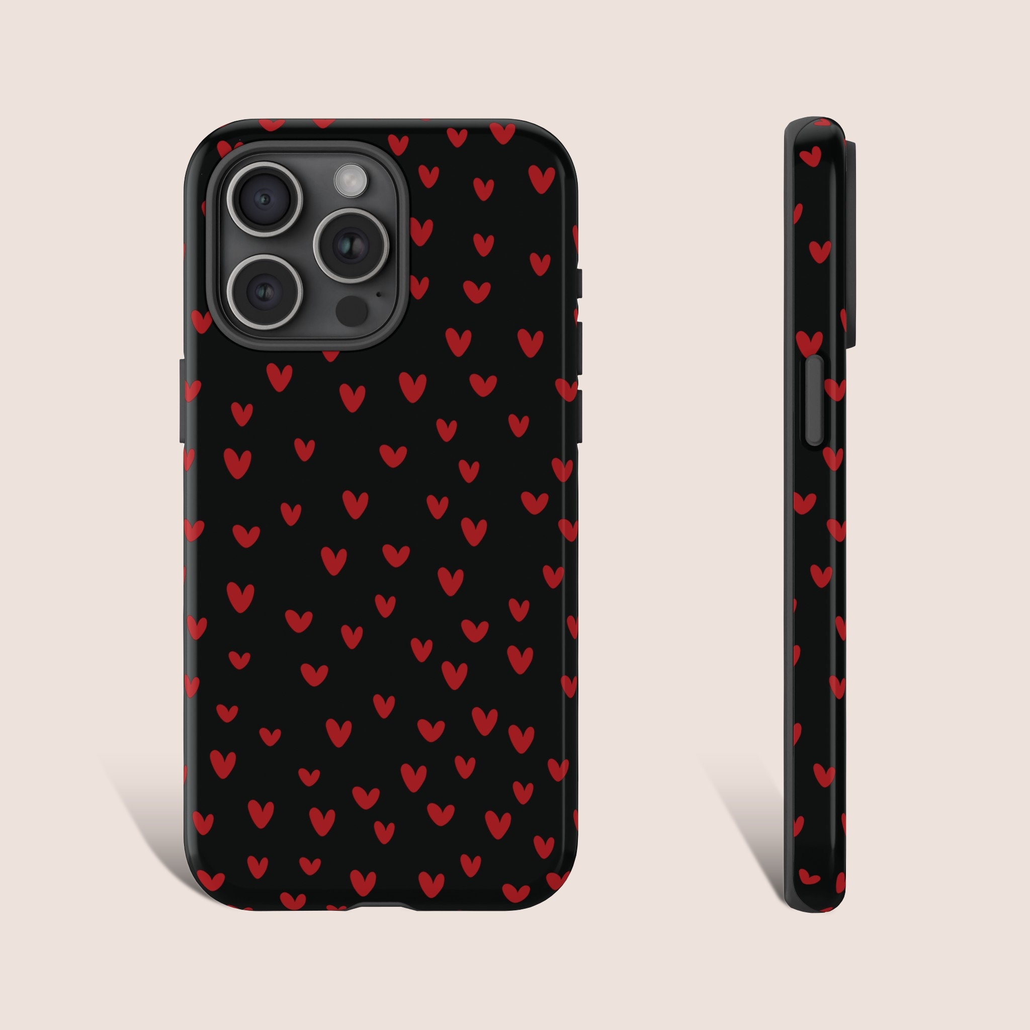Heart Phone Case Black and Red Phone Case Love Phone Case Gift for