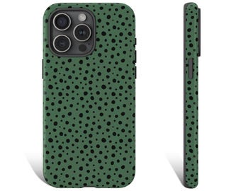 Green Phone Case Polka Dot Phone Case Mineral Green Phone Case For iPhone 15 14 13 12 11 X Pro Max Plus Galaxy s24 s23 s22 Pixel 8 7 6 0343