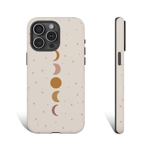 Boho Moon Phone Case Moon Phases Phone Case for iPhone 15 14 13 12 Pro Max XR XS 8 Plus Galaxy S24 S23 Google Pixel 8 Pro