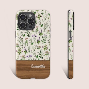 Personalized Name Floral Phone Case, Custom Floral Phone Case For iPhone 16 15 14 13 12 11 8 X Pro Google Pixel 9 8 7 6 Galaxy s25 s24 0015
