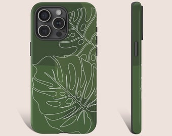 Funda para teléfono Monstera, Funda para teléfono con planta Monstera, Funda para teléfono verde, Funda para teléfono para iPhone 15 14 13 12 11 X XR 8 Pro Max Plus Galaxy 0213