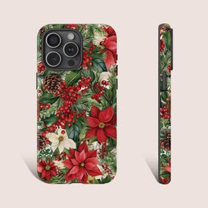 Custodia per telefono natalizia Poinsettia Custodia per telefono Pino Custodia per telefono per iPhone 15 14 13 12 11 X XR 8 Pro Max Plus Galaxy s24 s23 s22 Pixel 8 7 6