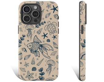 Fish Phone Case Seashell Phone Case Tropical Phone Case For iPhone 15 14 13 12 11 X XR 8 Pro Max Plus Galaxy s23 s21 Pixel 6 5 7 Pro 0285