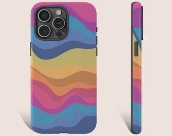 Colorful Wavy Lines Phone Case Groovy Lines Phone Case Abstract Wavy Lines Phone Case For iPhone 15 14 13 12 11 X Pro S24 s23 Pixel 8 7 0443