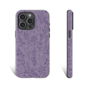 Purple Floral Phone Case, Wildflower Phone Case, Lavender Flower Phone Case for iPhone 16 15 14 13 12 11 Pro Galaxy s25 s24 s23 Pixel 9 8 7