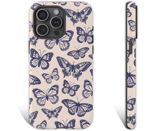 Funda para teléfono con mariposa, funda para iPhone con mariposa, bonita funda para teléfono con mariposa para iPhone 16 15 14 13 Pro Galaxy s25 s24 s23 Pixel 9 8 7 6 Pro 0129
