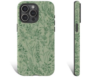 Wildflower Phone Case, Floral Phone Case, Sage Green Phone Case for iPhone 16 15 14 13 12 11 Pro Plus Galaxy s26 s25 Pixel 9 8 Pixel 8 0094
