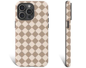 Brown Phone Case, Brown Checkered Phone Case, Pale Brown Phone Case for iPhone 16 15 14 13 12 Pro Galaxy s25 s24 s23 Google Pixel 9 8 7 0304