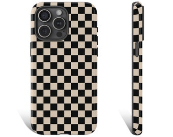 Funda para teléfono a cuadros negros Funda para teléfono con diseño de tablero de ajedrez para iPhone 15 14 13 12 11 X XR Pro Galaxy s23 s24 Google Pixel 8 Pixel 7 Pro 0382