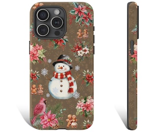 Snowman Phone Case Christmas Phone Case Holiday Phone Case For iPhone 15 14 13 12 11 X 8 Pro Max Plus Galaxy s24 s23 s22 Pixel 8 7 6 5 0371