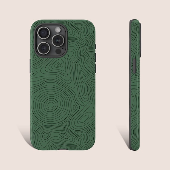 Verdant Green Phone Case, Dark Green Phone Case, Topographic