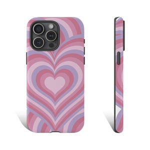 Gift for Valentines Gift for Girlfriend Pink Retro Heart Phone Case For iPhone 15 14 13 12 11 X XR 8 Pro Galaxy s24 s23 Pixel 8 7 6 5 Pro