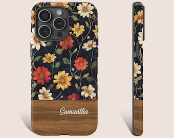 Benutzerdefinierte Telefonhülle, personalisierte Telefonhülle, benutzerdefinierte Name Telefonhülle, Blumen Telefonhülle für iPhone 15 14 13 12 11 x 8 Pro Max 0116