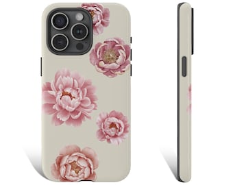 Pfingstrose Handyhülle, Blumen Handyhülle, Pfingstrose Handytasche für iPhone 16 15 14 13 12 Pro Galaxy s25 s24 s23 Google Pixel 9 8 7 6 Pro 0226