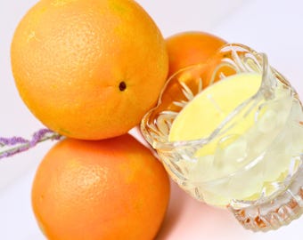 Hand-Poured Orange Scented Vintage Glass Candle — Fresh, Bright & Uplifting / One Of a Kind