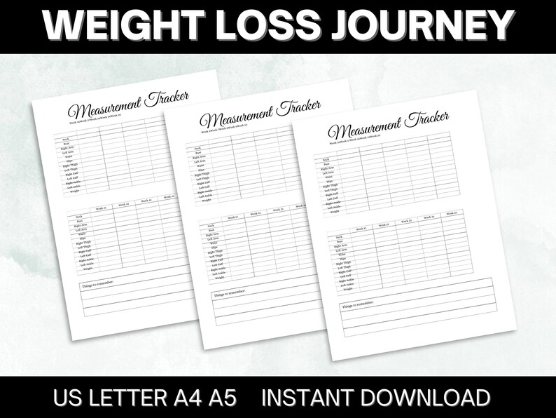 Weight Loss Tracker, Weightloss Journal, Fitness Planner Printable