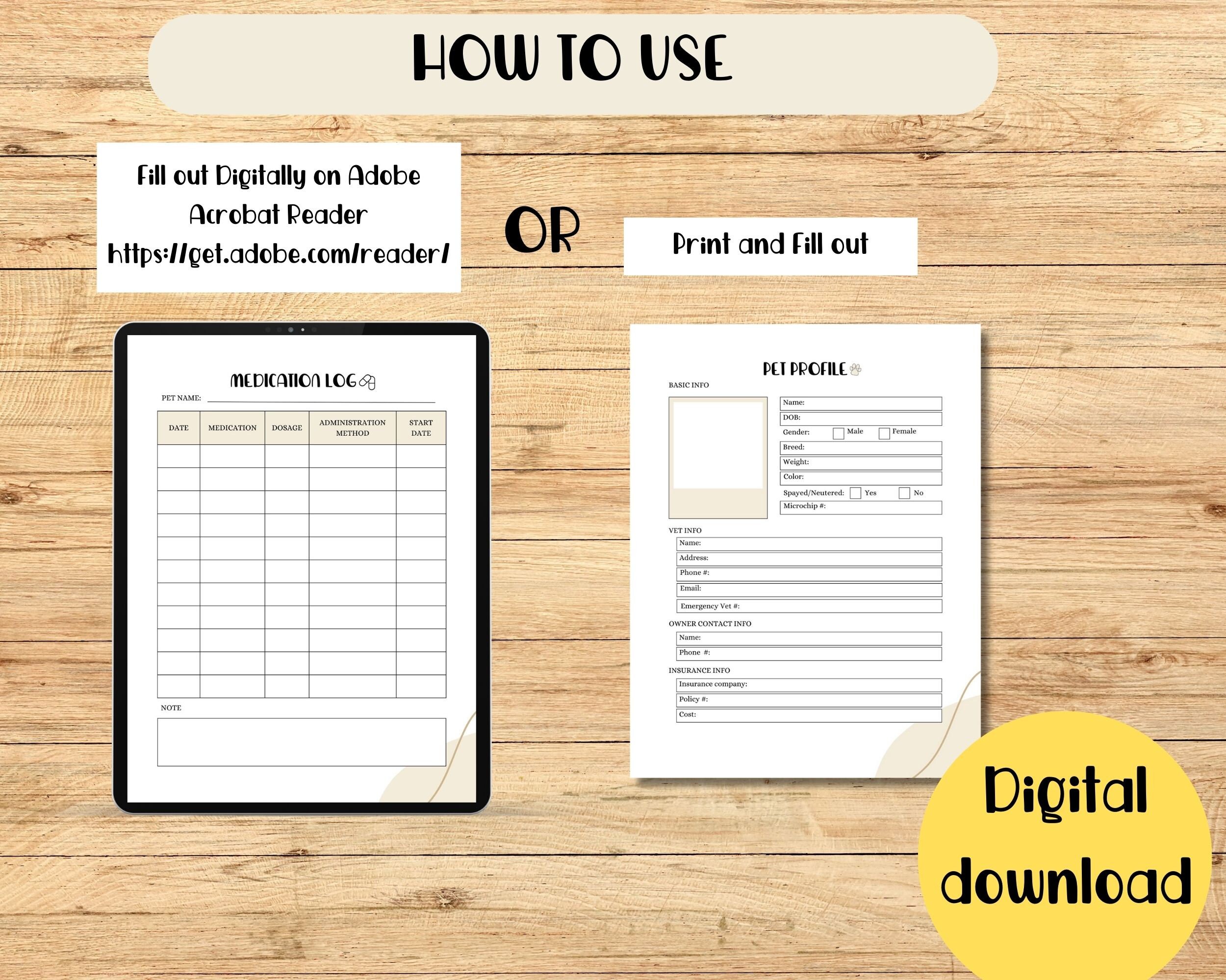 Printable Dog Care Planner Pet Planner Dog Care Organizer Instant ...