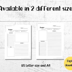 PRINTABLE Recipe Template Classic Recipe Template Personalized Recipe ...
