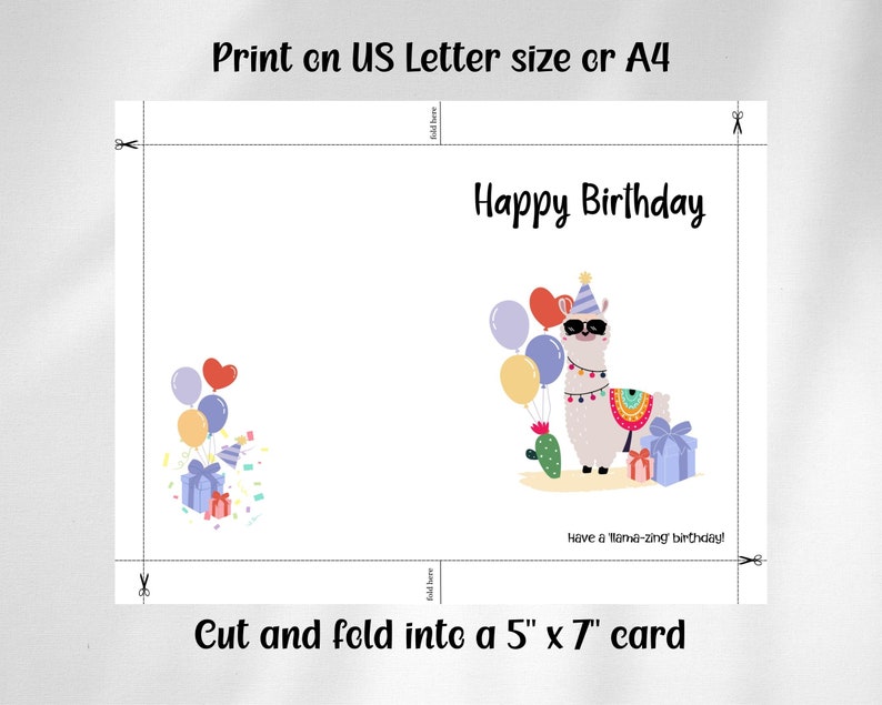 Printable Birthday Card Llama Birthday Card Cute Llama - Etsy