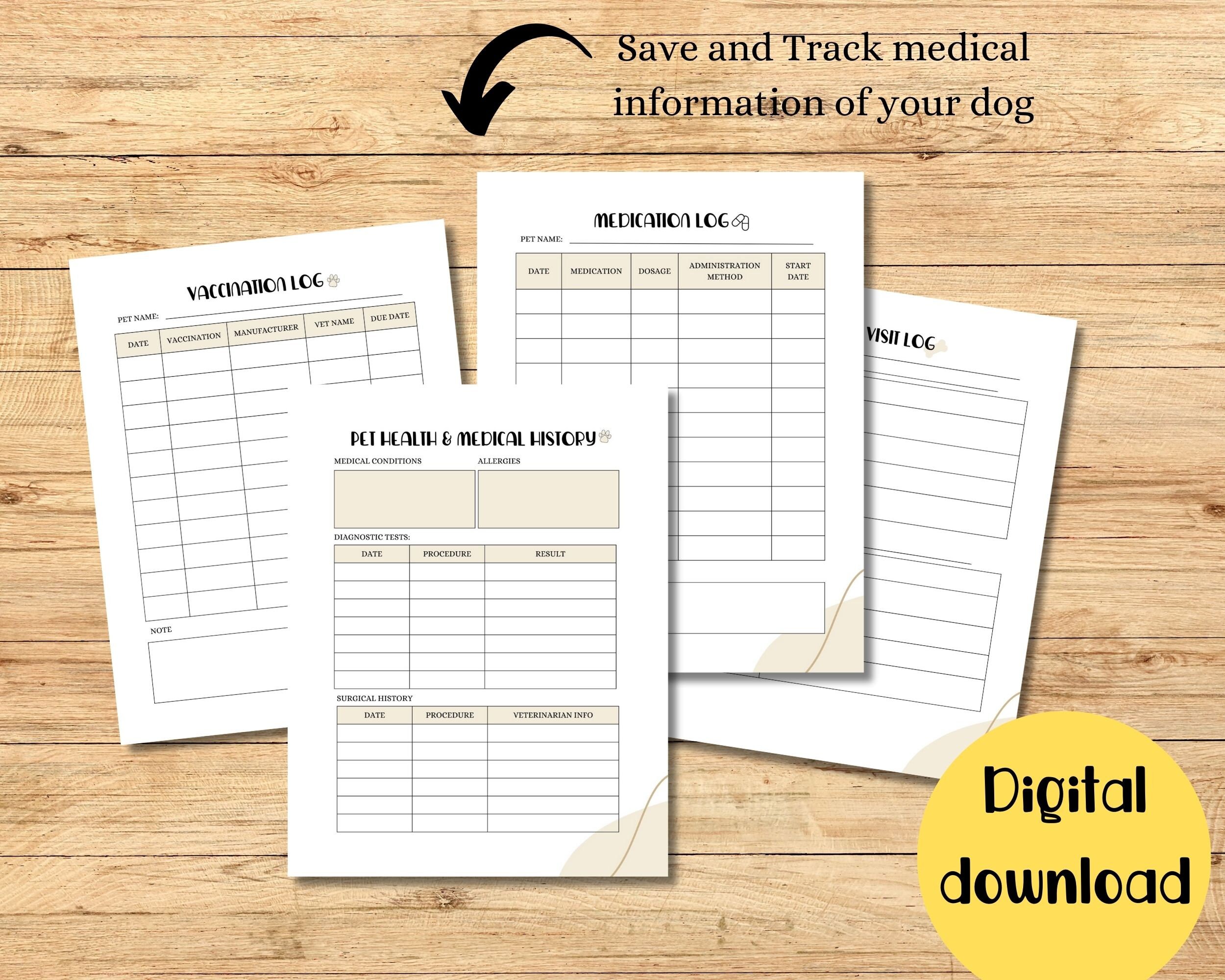 Printable Dog Care Planner Pet Planner Dog Care Organizer Instant ...