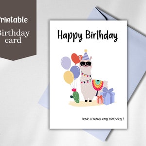Printable Birthday Card | Llama Birthday Card | Cute Llama Greeting Card | Bonus Envelopee mplate | Instant Download