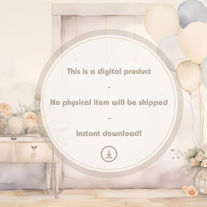 New Baby Neutral A4 15 Watercolour-Style Scrapbook Backgrounds Instant Download Baby Memories, Boy or Girl image 4